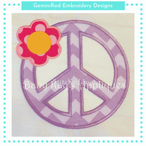 Peace Sign with Flower {Three Sizes}