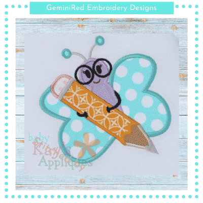 Butterfly with Pencil {Four Sizes}