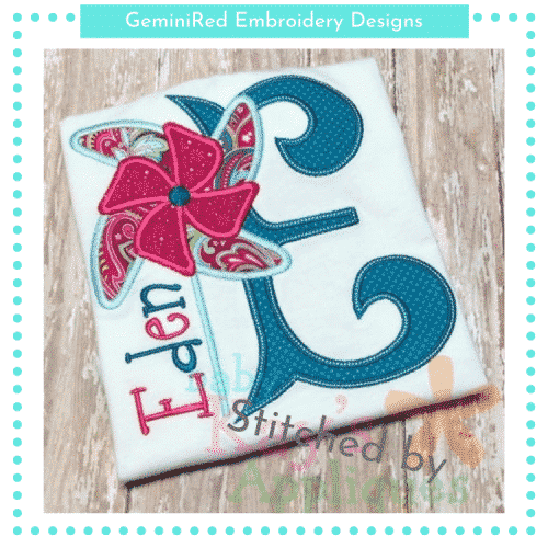 Pinwheel Alpha {Three Sizes} - GeminiRed Embroidery Designs