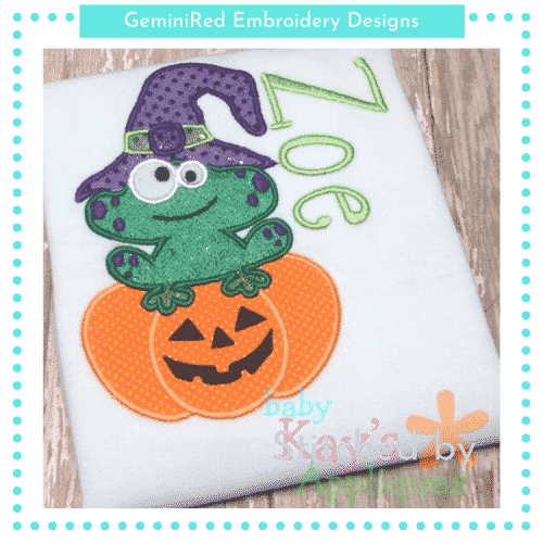 Silly Frog on a Pumpkin {Three Sizes}