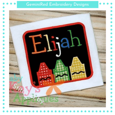 Square Trio Crayon Patch {Four Sizes}