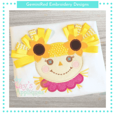 Girl Scarecrow with 3D Pigtails {Three Sizes}