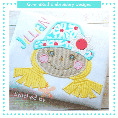 Girl Scarecrow with Hat {Three Sizes}