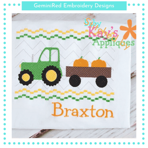 Tractor Pumpkins Faux Smock {Three Sizes}