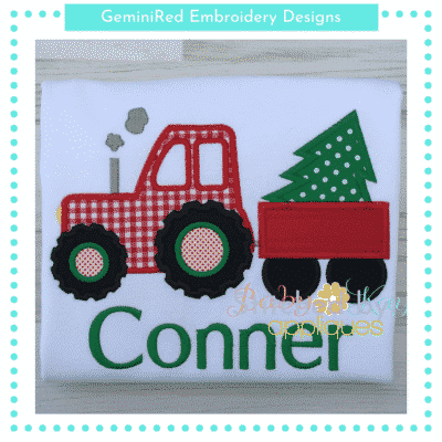 Tractor with Christmas Tree {Four Sizes}
