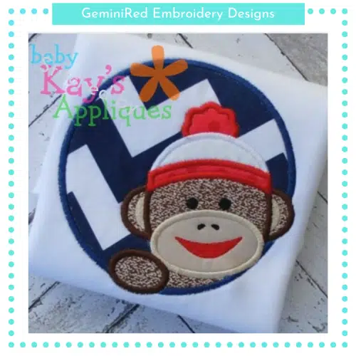 Sock Monkey Circle Patch {Four Sizes}