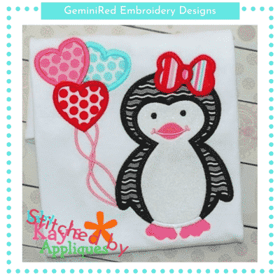 Penguin with Balloons {Four Sizes}