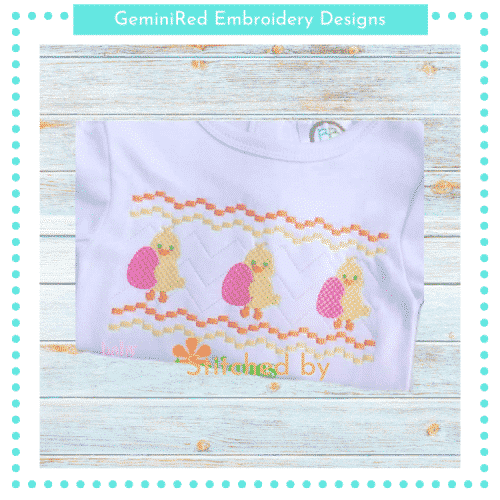 Chick Holding Egg Faux Smock {Three Sizes}