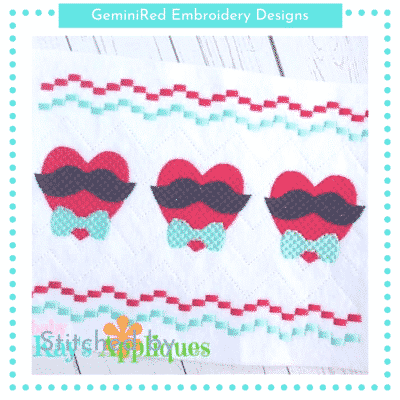 Mustache Hearts Faux Smock {Three Sizes}