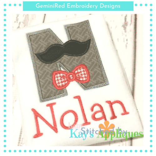 Mustache and Bow Tie Alpha {Four Sizes}