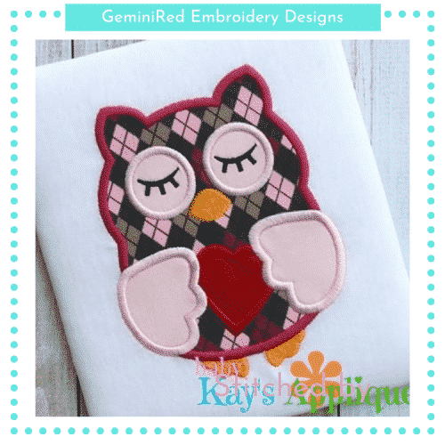 Valentine Owl with Heart {Four Sizes}
