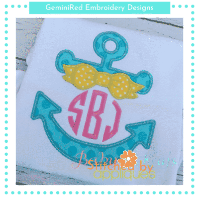 Monogram Anchor with Bow {Four Sizes}
