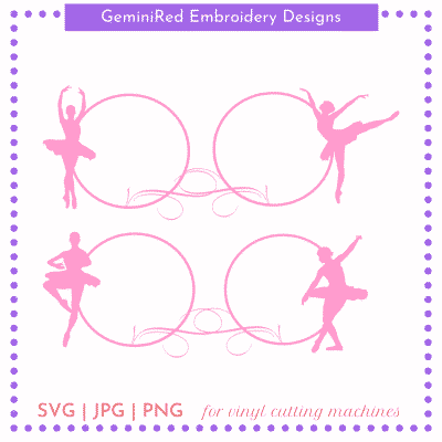 CUT FILE - Ballet Girls Monogram Circle Frames