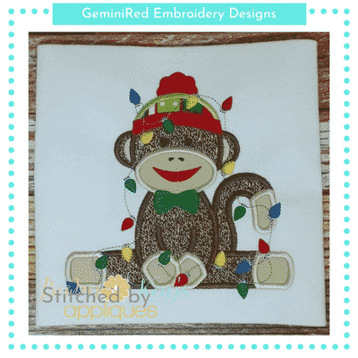 Sock Monkey Boy with Christmas Lights {Four Sizes}