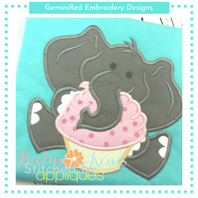 Elephant with Cupcake {Four Sizes}