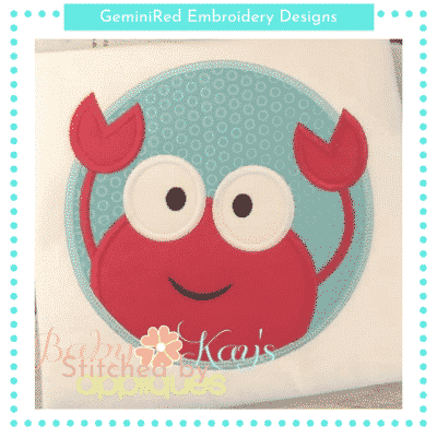 Crab in a Circle Frame {Four Sizes}