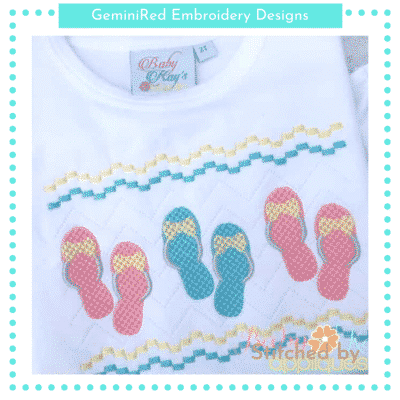 Flip-Flops with Bow Faux Smock {Three Sizes}
