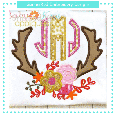 Antlers with Flowers {Four Sizes}