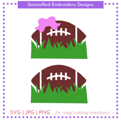 CUT FILE - Footballs in Grass with & Without Bow