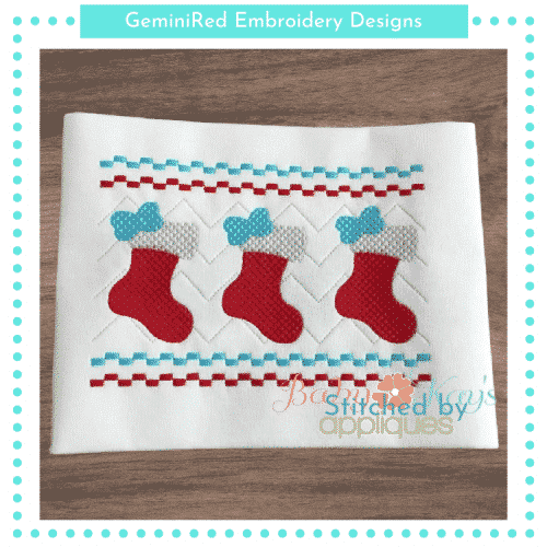 Stocking with Bow Faux Smock {Three Sizes}