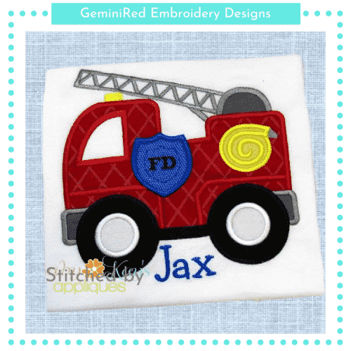 Fire Truck with Badge {Four Sizes}