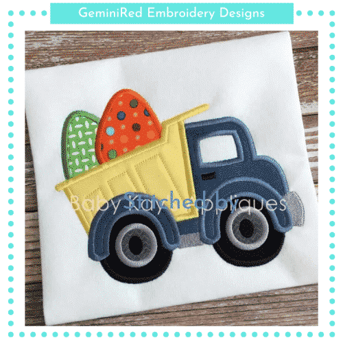 Egg Dump Truck {Four Sizes} - GeminiRed Embroidery Designs