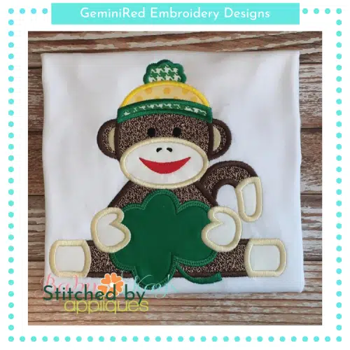 Sock Monkey Boy with Clover {Four Sizes}