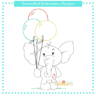 Birthday Elephant Sketch {Four Sizes}