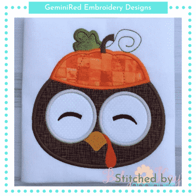 Cute Turkey Face with Pumpkin Hat {Four Sizes}