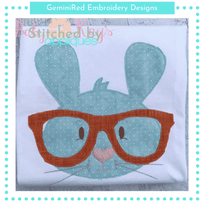Bunny with Glasses Appliqué {Four Sizes}