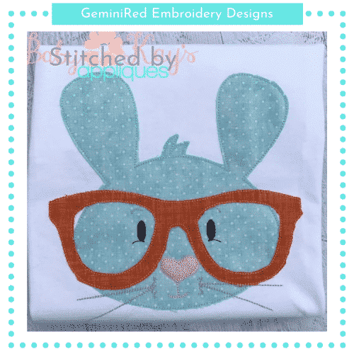 Bunny with Glasses Appliqué {Four Sizes}