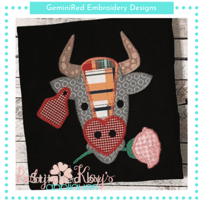 Bull with Rose Patchwork {Four Sizes}