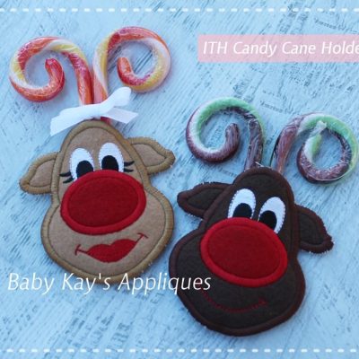 In The Hoop Reindeer Candy Cane Holders {4x4}