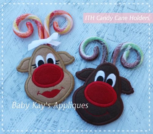 In The Hoop Reindeer Candy Cane Holders {4x4}