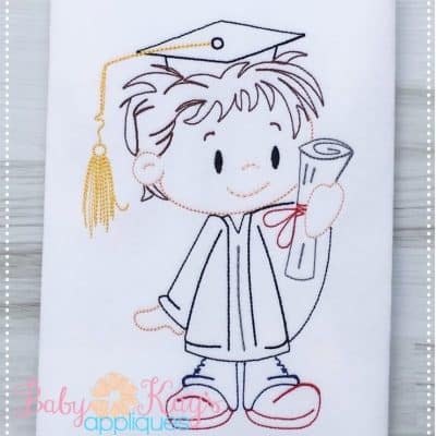 Little Graduation Boy Sketch {Four Sizes}