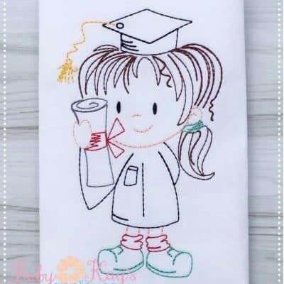 Little Graduation Girl Sketch {Four Sizes}