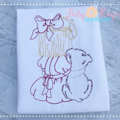 Girl with Dog Sketch Design {Four Sizes}