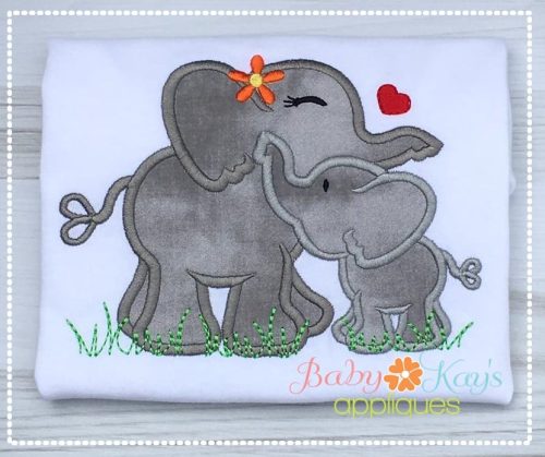 Elephant Mom & Baby {Four Sizes}