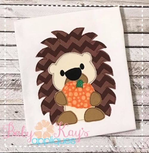 Hedgehog With Pumpkin Patchwork Design {Four Sizes}