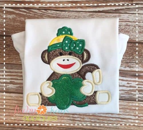 Sock Monkey Girl with Clover {Four Sizes}