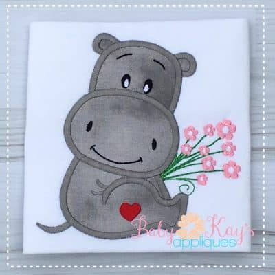 Sweet Hippo with Flowers {Four Sizes}