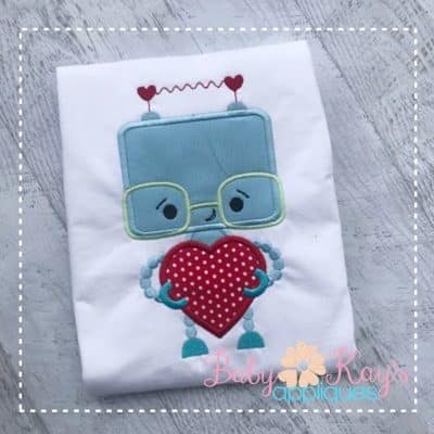 Valentine Robot with Heart & Glasses {Four Sizes}