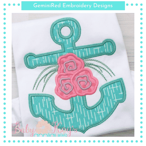 Anchor with Flowers {Four Sizes}