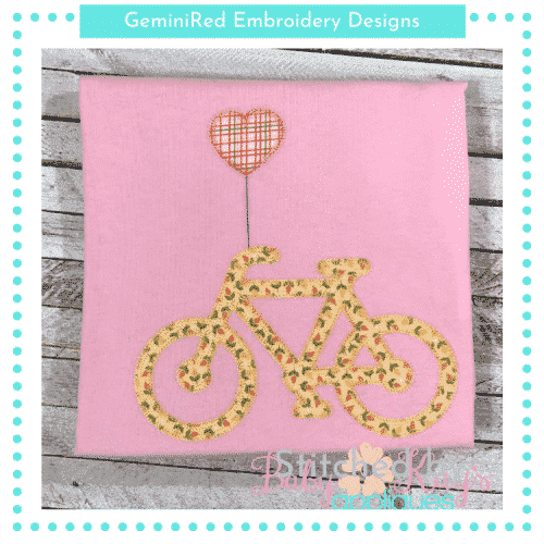Bike with Heart Balloon Patchwork {Four Sizes}