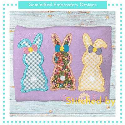 Bunny Trio Silhouette Girls with Bows {Five Sizes}