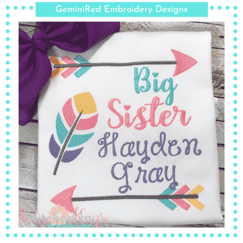 Big Sister Feather & Arrows {Four Sizes}