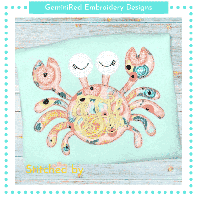 Crab with Blanket Stitching {Four Sizes}