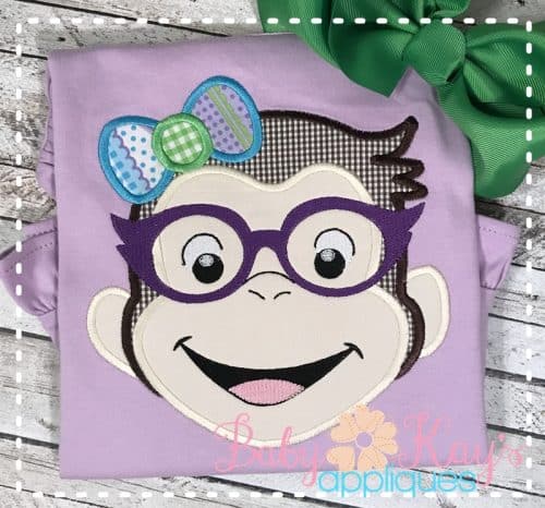 Sweet Monkey Girl with Glasses {Four Sizes}
