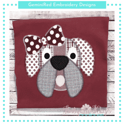 Bulldog Girl with Zigzag Stitching {Four Sizes}