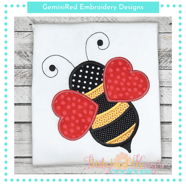Bee with Heart Wings {Four Sizes}